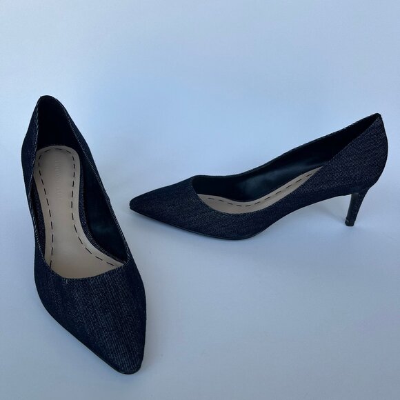 Charles & Keith Denim Pointed Kitten-Heel Pumps - Picture 2 of 2